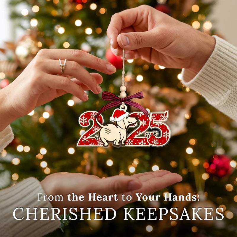 HEXMOZ Dog Christmas Ornaments 2025 - Funny Dog Ornament for Christmas Tree - Dogs Lover Gifts for Women, Mom Lady, Dogs Owners, Pet Lovers - 2 Layers Acrylic Wood Xmas Decorations - Image 4